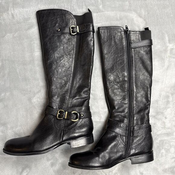 Naturalizer Juletta Black Leather Riding Knee High Boots  Sz 7M - Picture 2 of 9